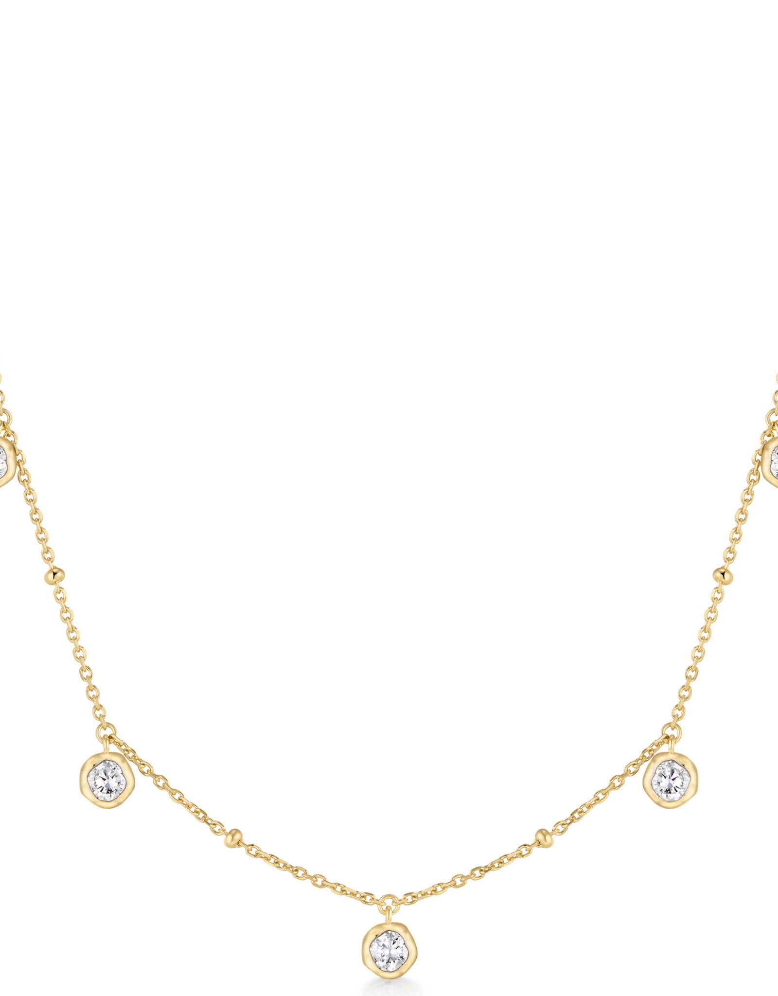Ania Haie Ketting - Molten Bezel set Droplet Station - goud