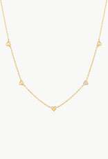 Ania Haie Ketting - Pave Puffed Heart Station - goud