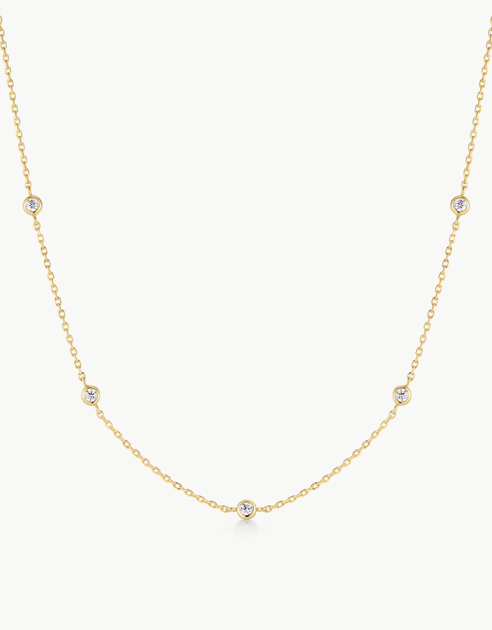 Ania Haie Ketting - Classic Bezel Set Station  - goud