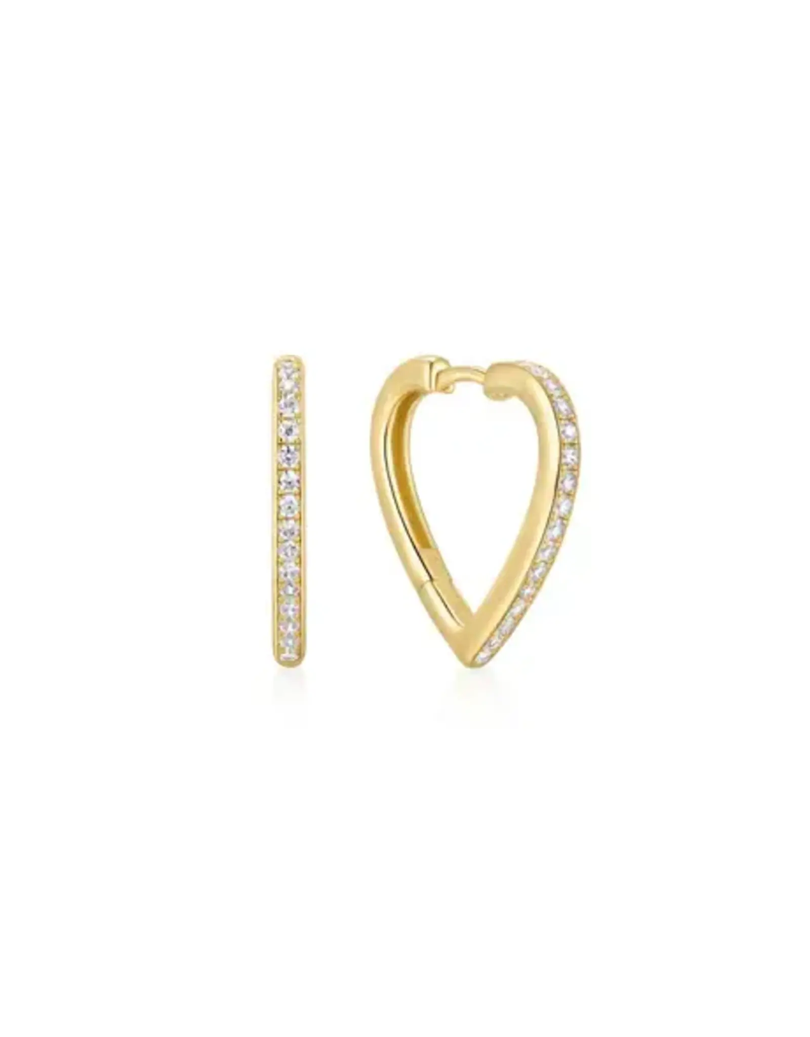 Ania Haie Oorbellen - Gold medium sparkle heart huggie hoop