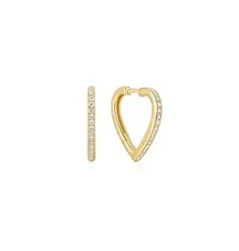 Ania Haie Oorbellen - Gold medium sparkle heart huggie hoop
