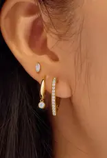 Ania Haie Oorbellen - Gold medium sparkle heart huggie hoop