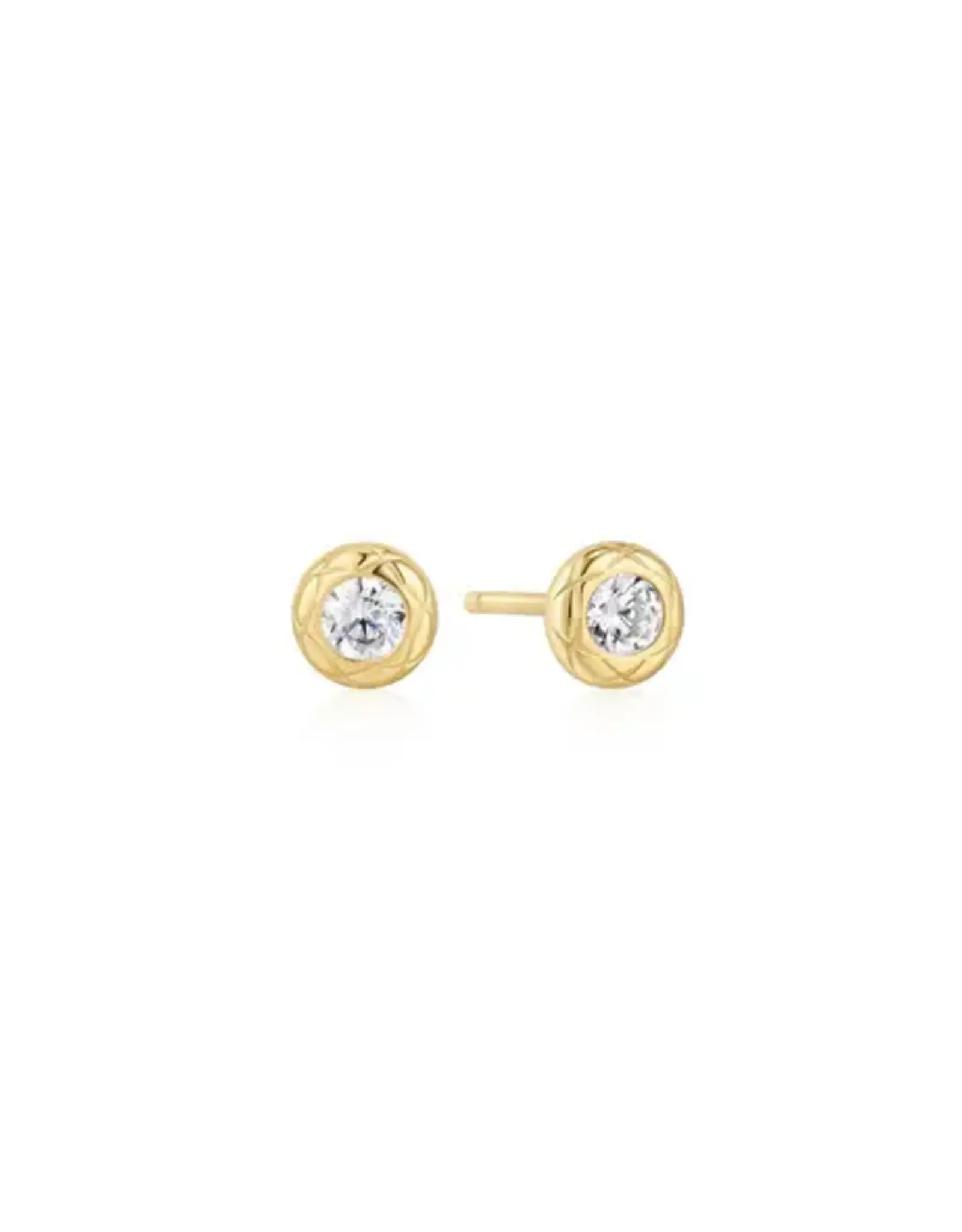 Ania Haie Oorbellen - Gold textured bezel stud