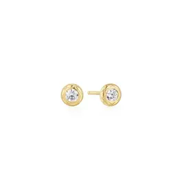 Ania Haie Oorbellen - Gold textured bezel stud