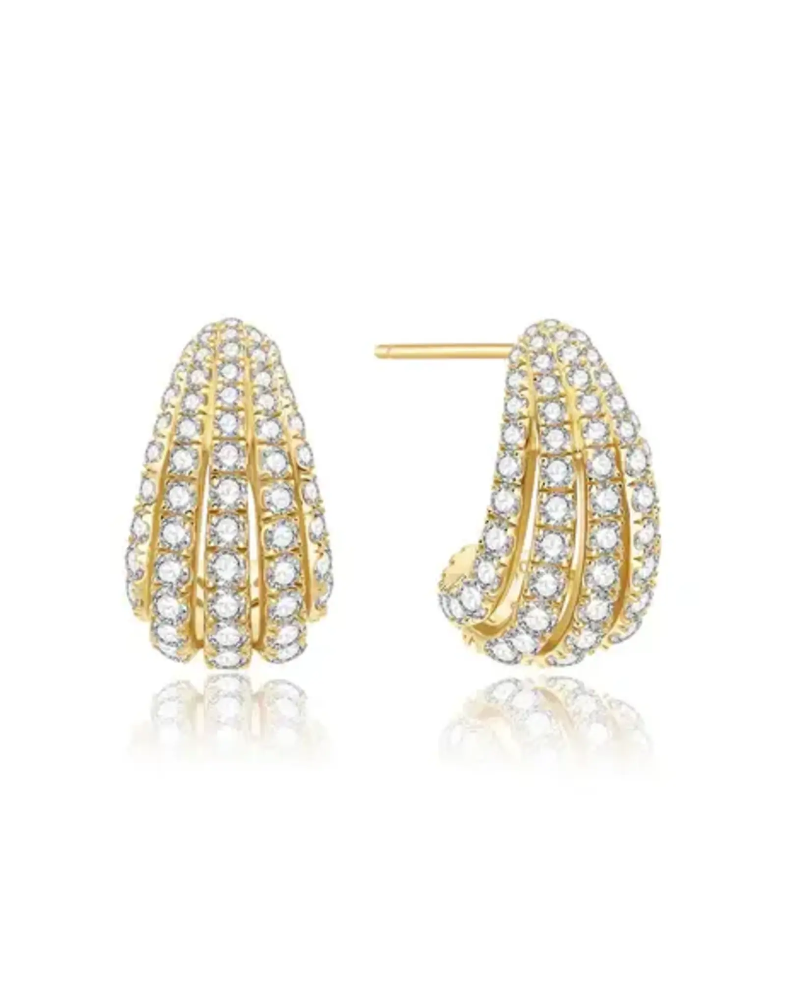 Ania Haie Orbellen - Gold pave shrimp stud hoop