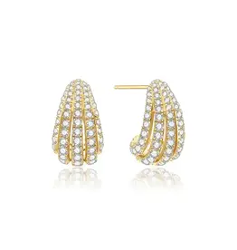 Ania Haie Orbellen - Gold pave shrimp stud hoop