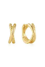 Ania Haie 0orbellen - Gold tentwined dual huggie hoop