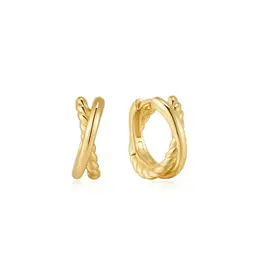 Ania Haie 0orbellen - Gold tentwined dual huggie hoop