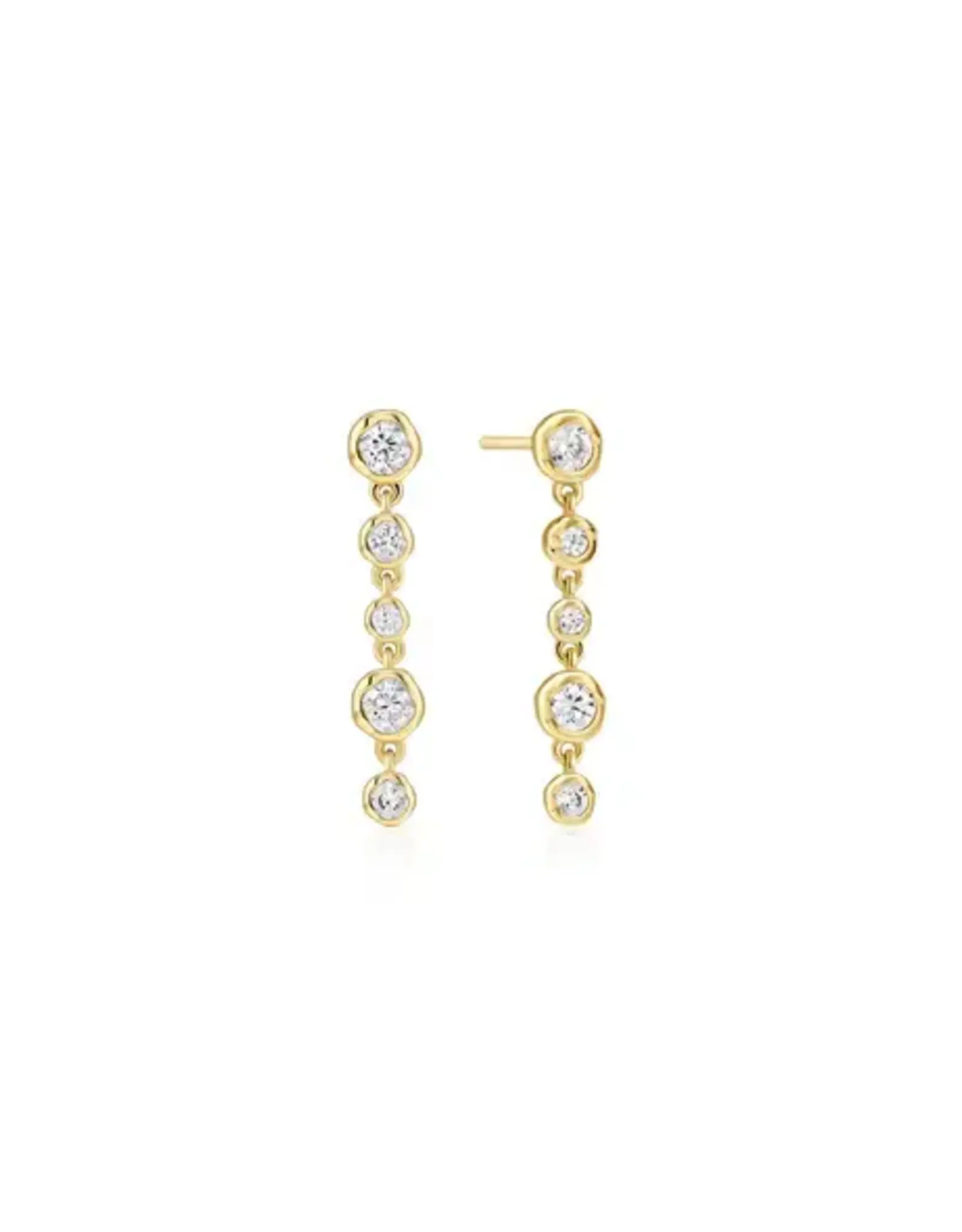 Ania Haie Oorbellen - Gold molten cascade bezel set drop stud
