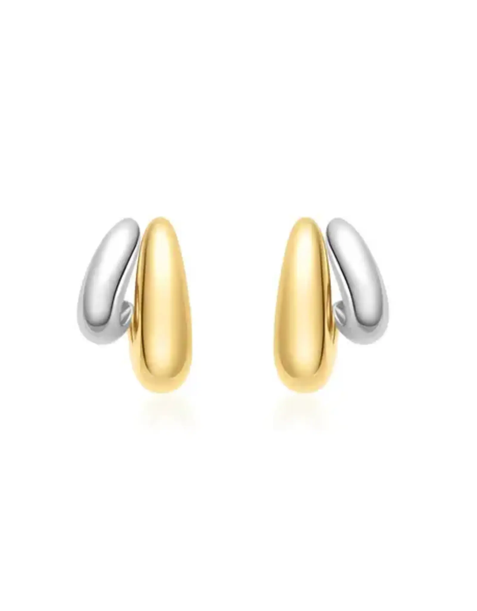 Ania Haie Oorbellen - Two tone dome stud hoop