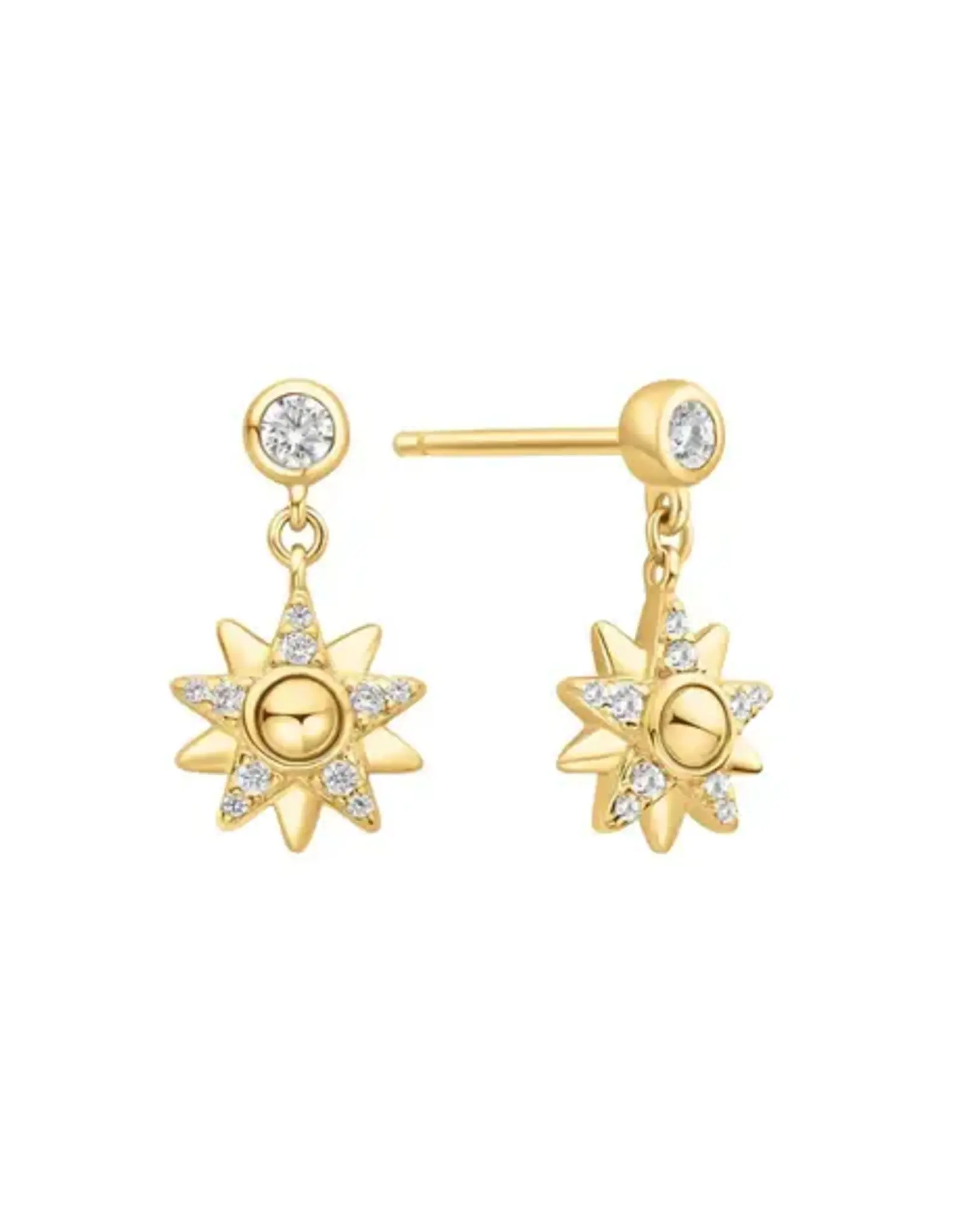 Ania Haie Oorbellen - Gold sunburst dangle stud