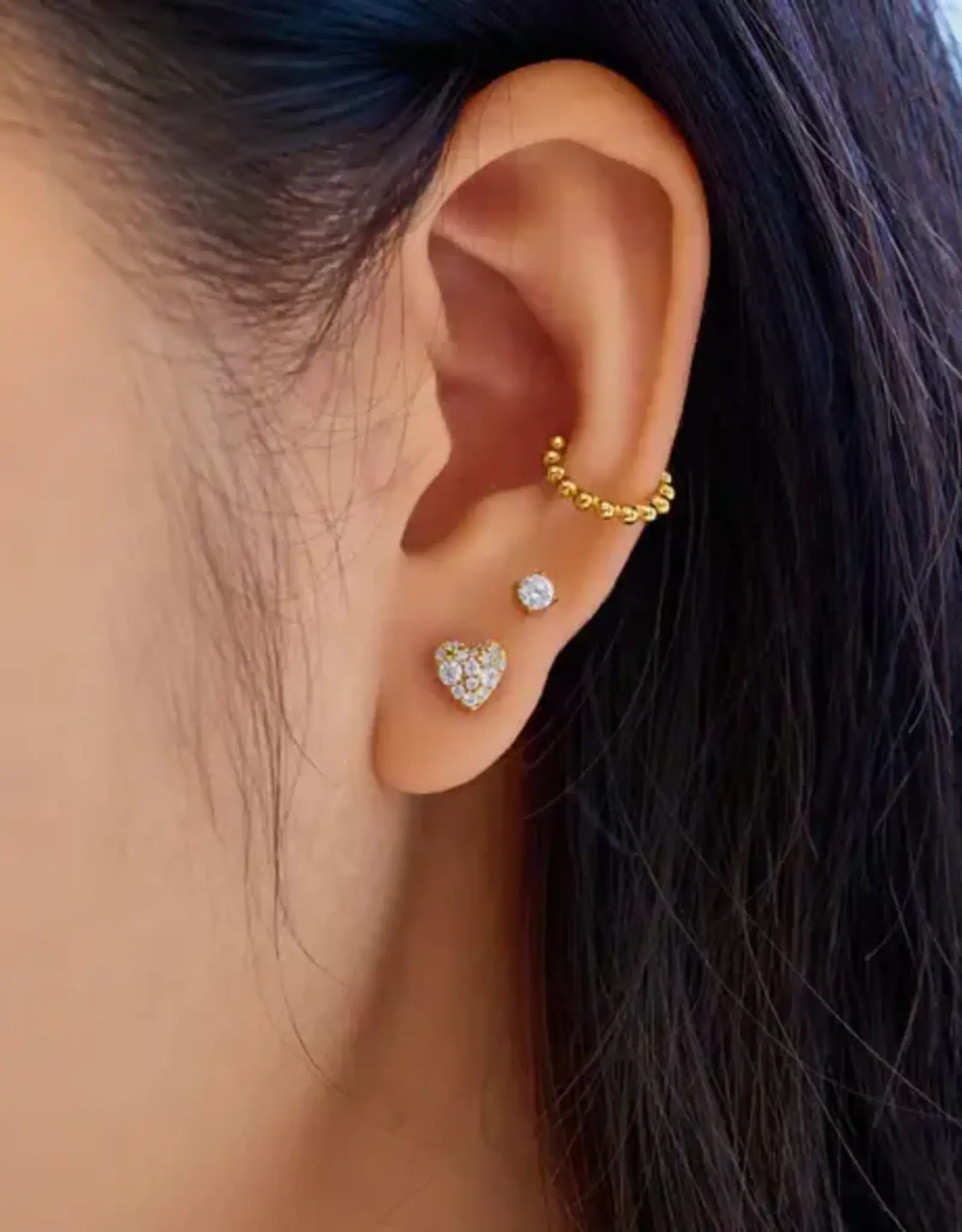 Ania Haie Oorbellen - Gold pavé heart stud