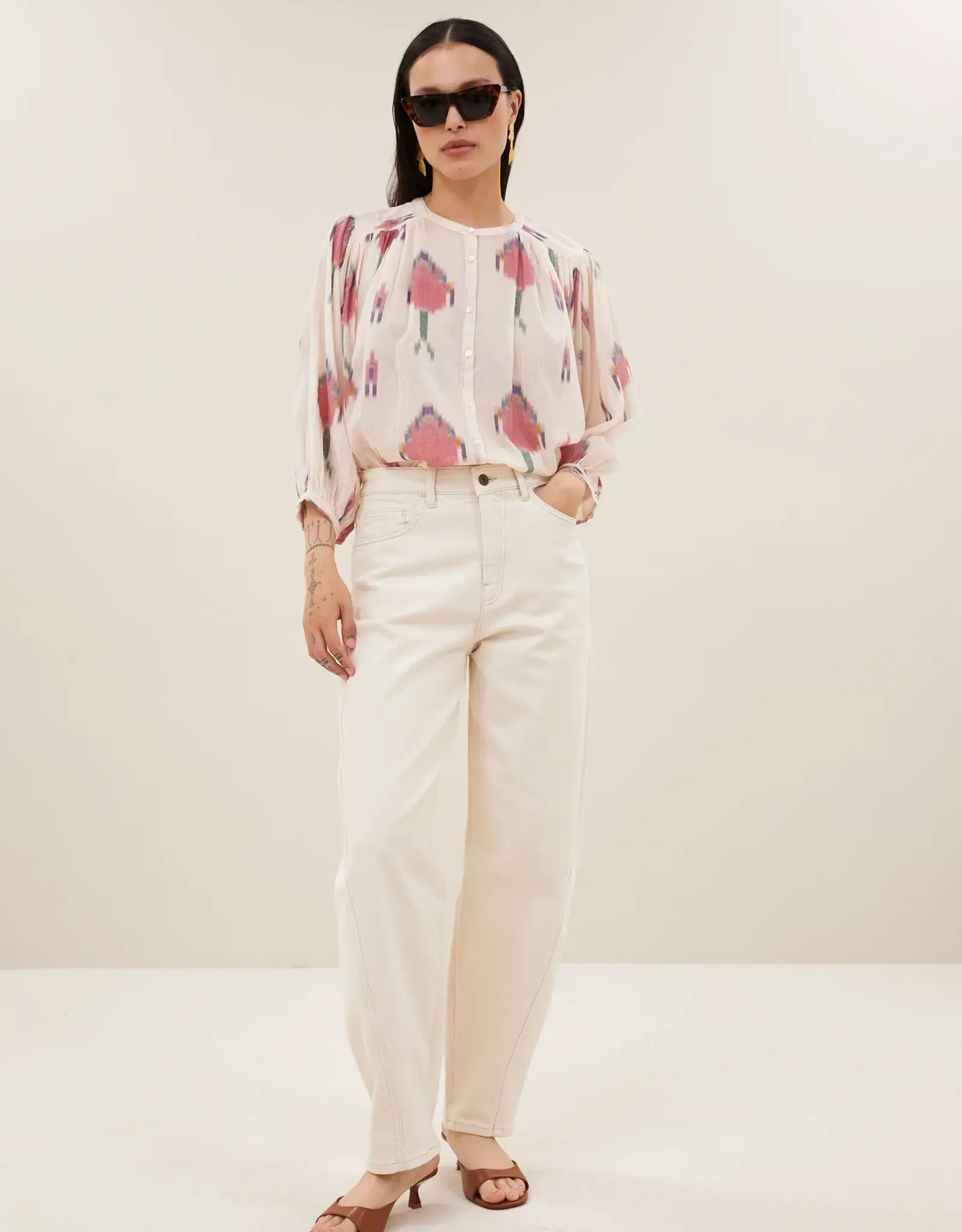 By-bar Broek - Begum white jeans