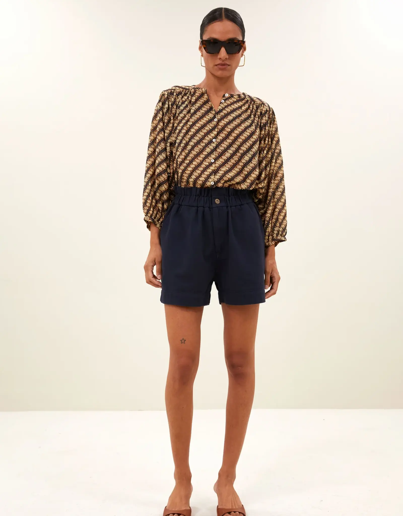 By-bar Short - Leon twill blue