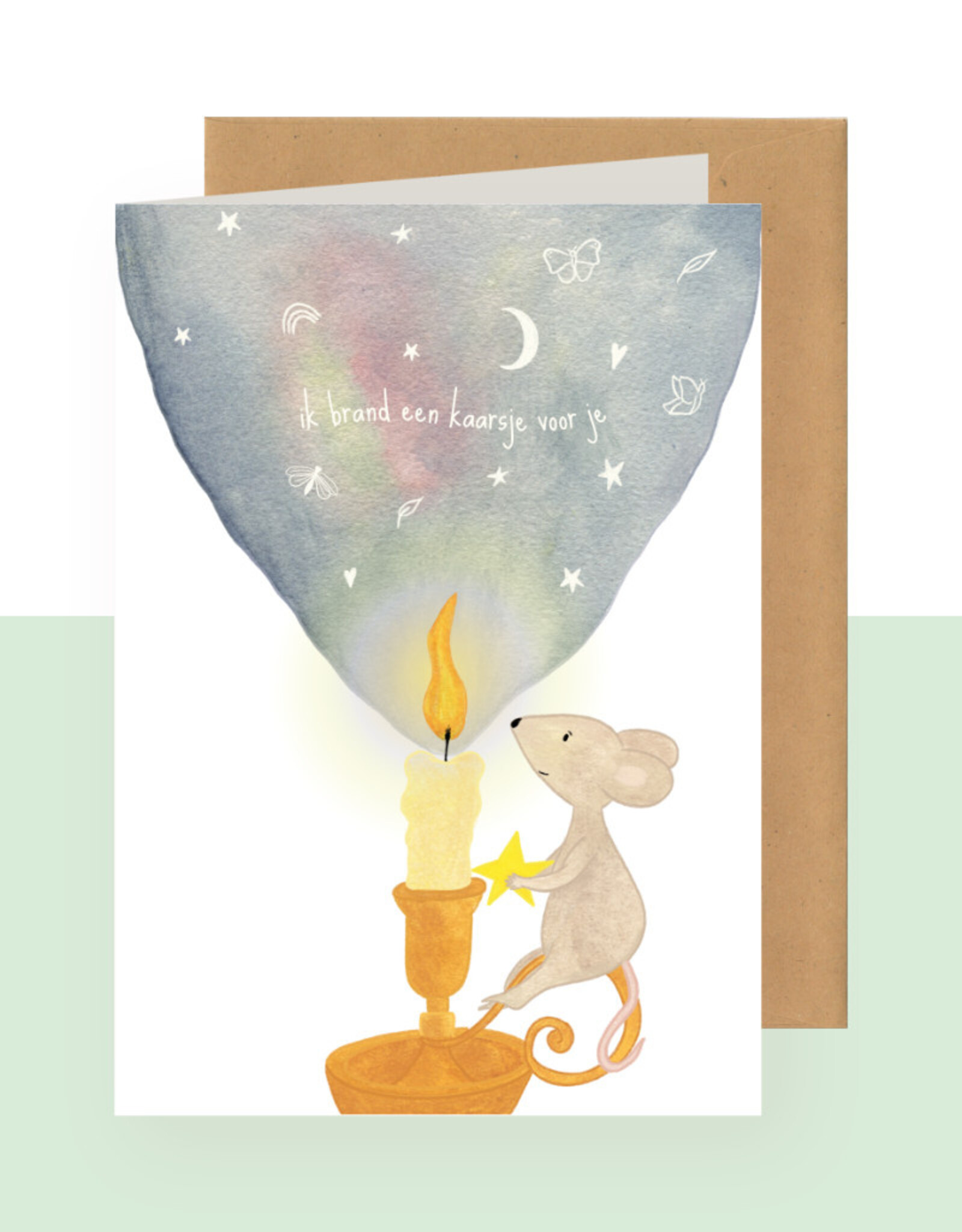 Studio Bertha Dubbel kaart - ik brand een kaarsje voor je.