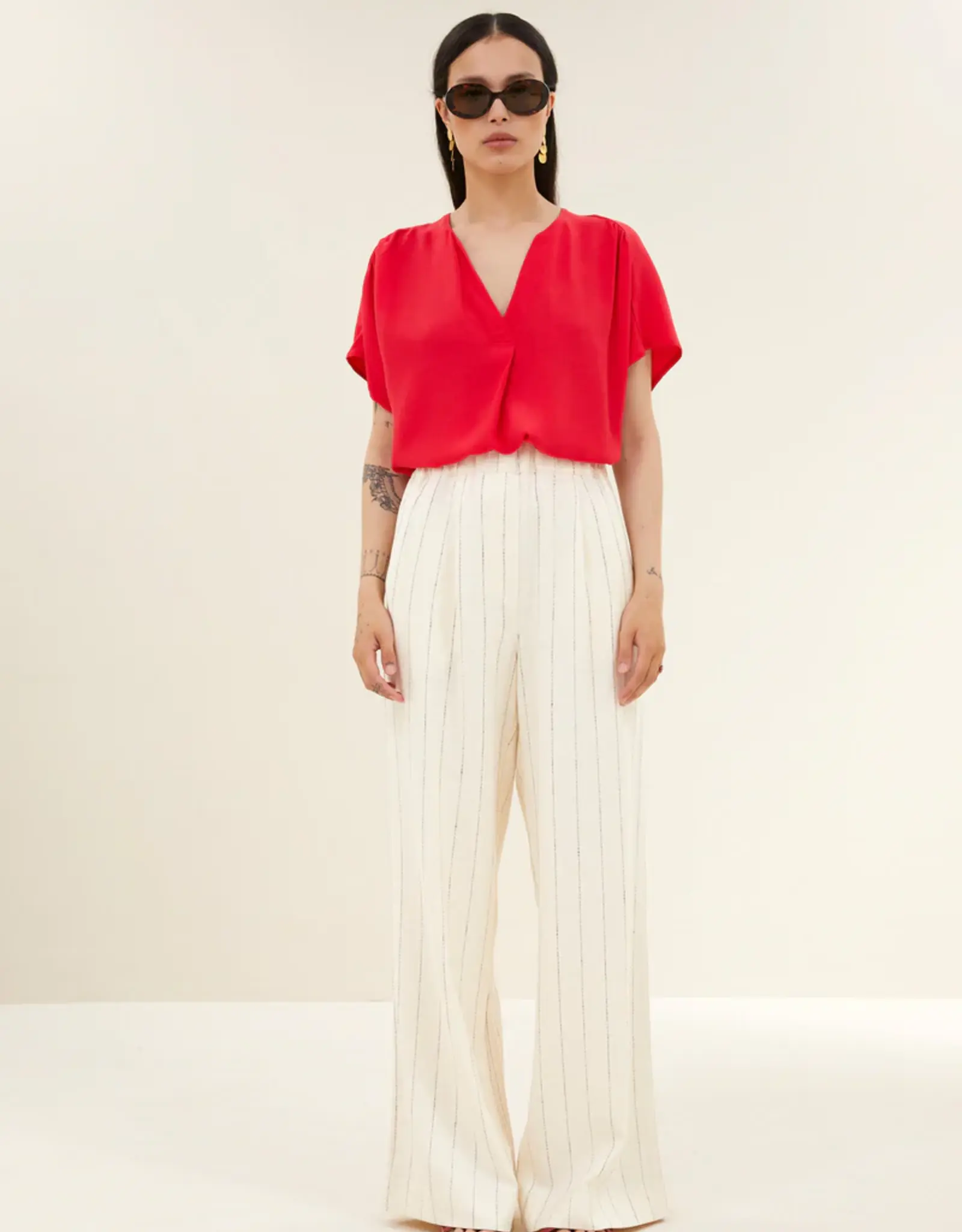 by bar Broek - Benji pinstripe black