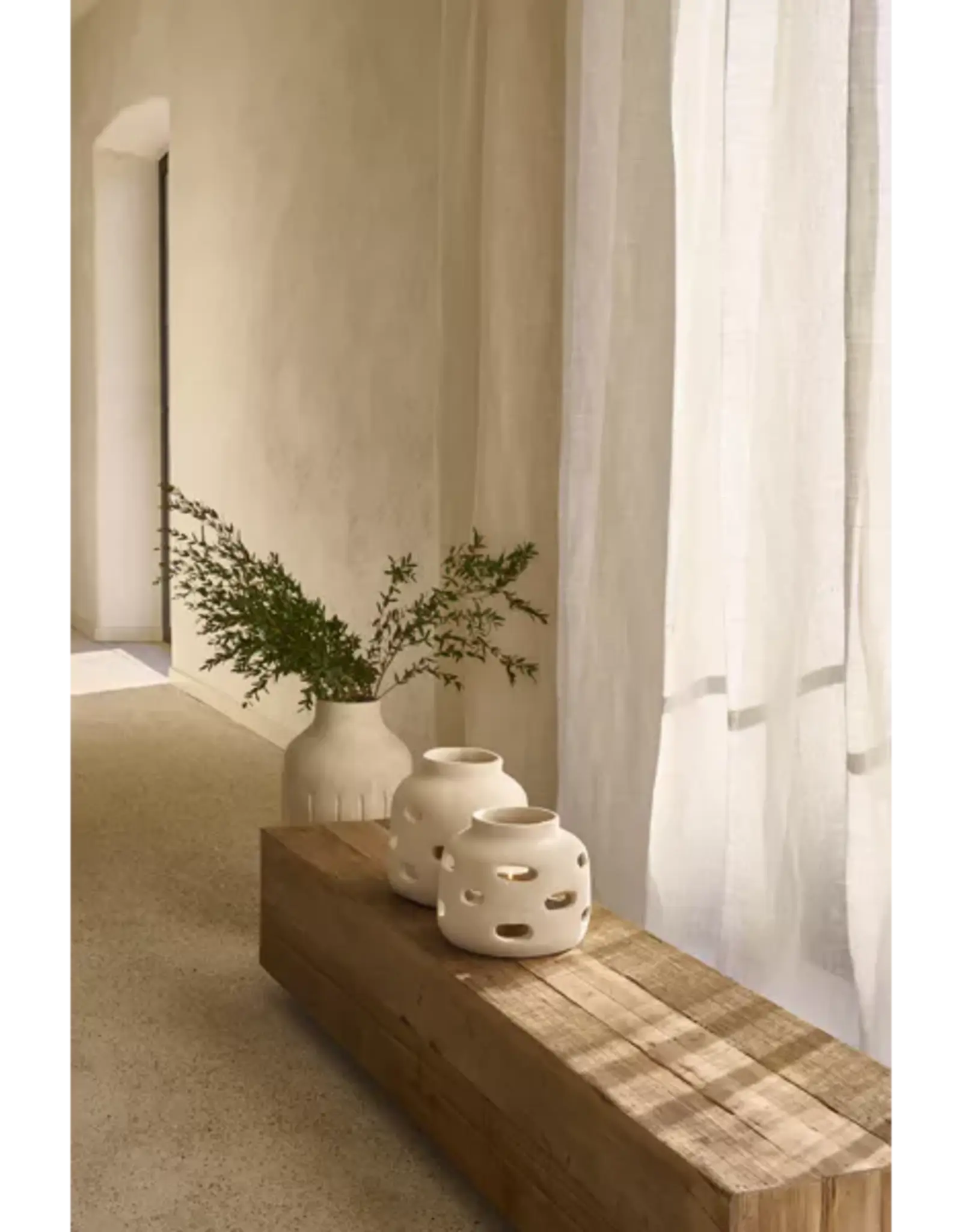 Pomax Windlicht - Pulpa  papier mâché - Ø21xH23cm