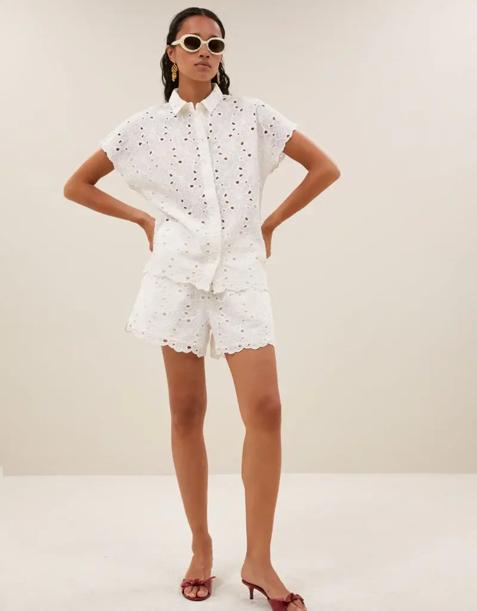 by bar Blouse - Karly flower - off white