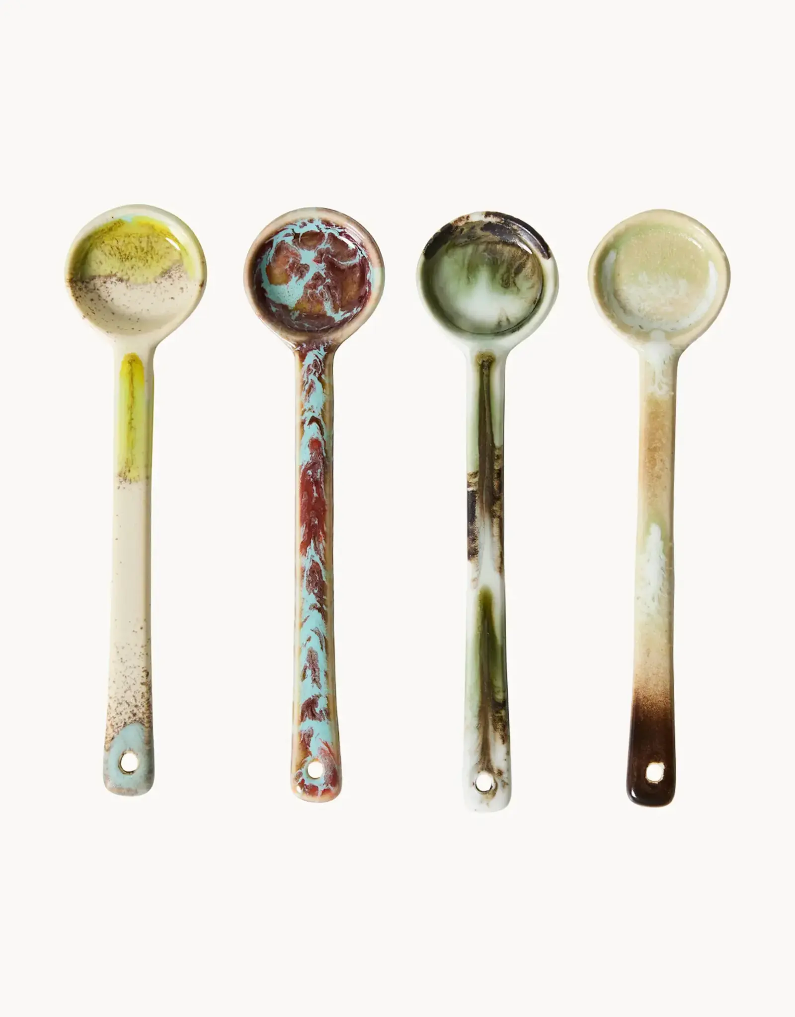 HKliving 70s ceramics - Spoons blend, M, set of 4