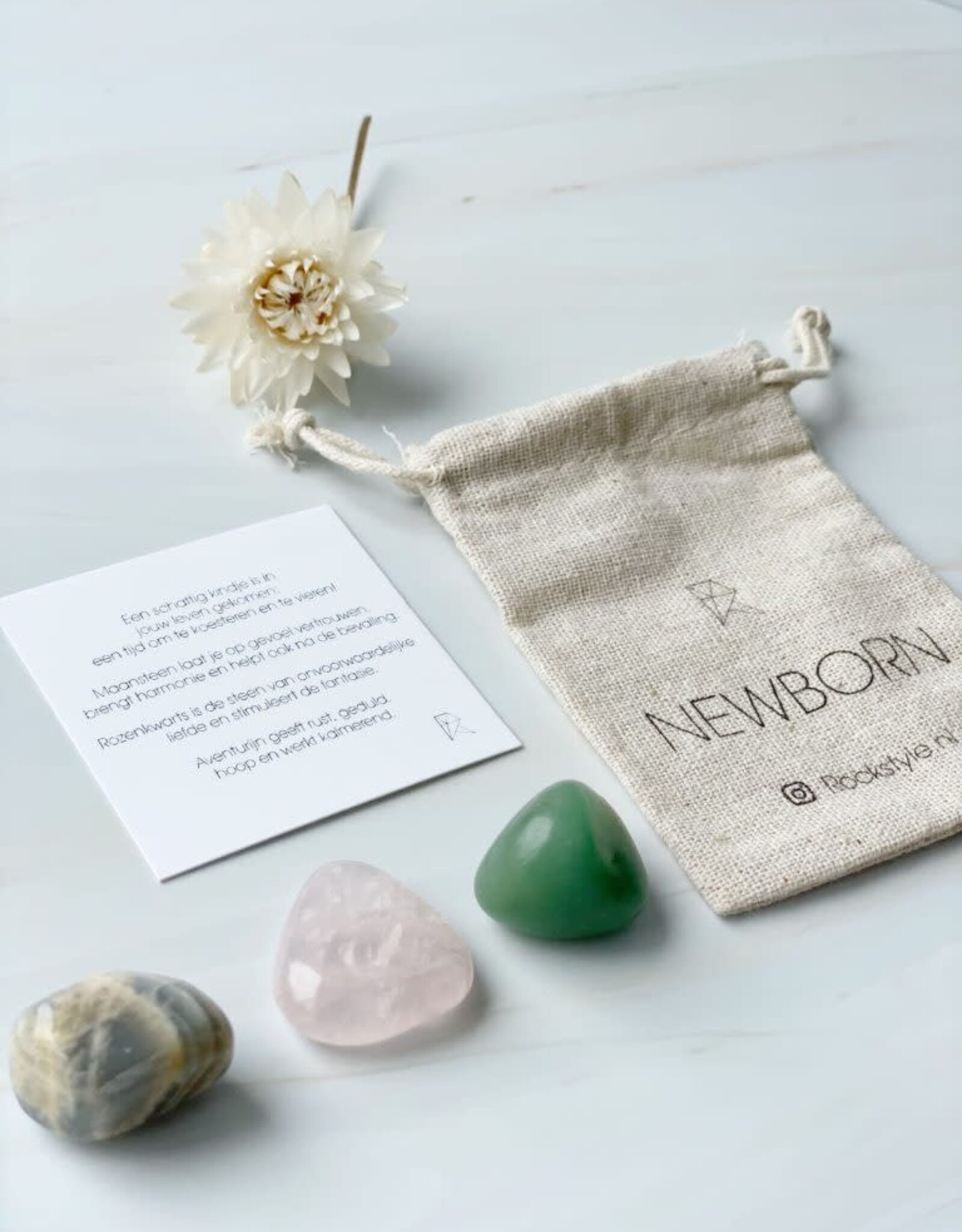 Rockstyle Power Crystals Set New Born – Kraamcadeau met Maansteen, Rozenkwarts & Aventurijn