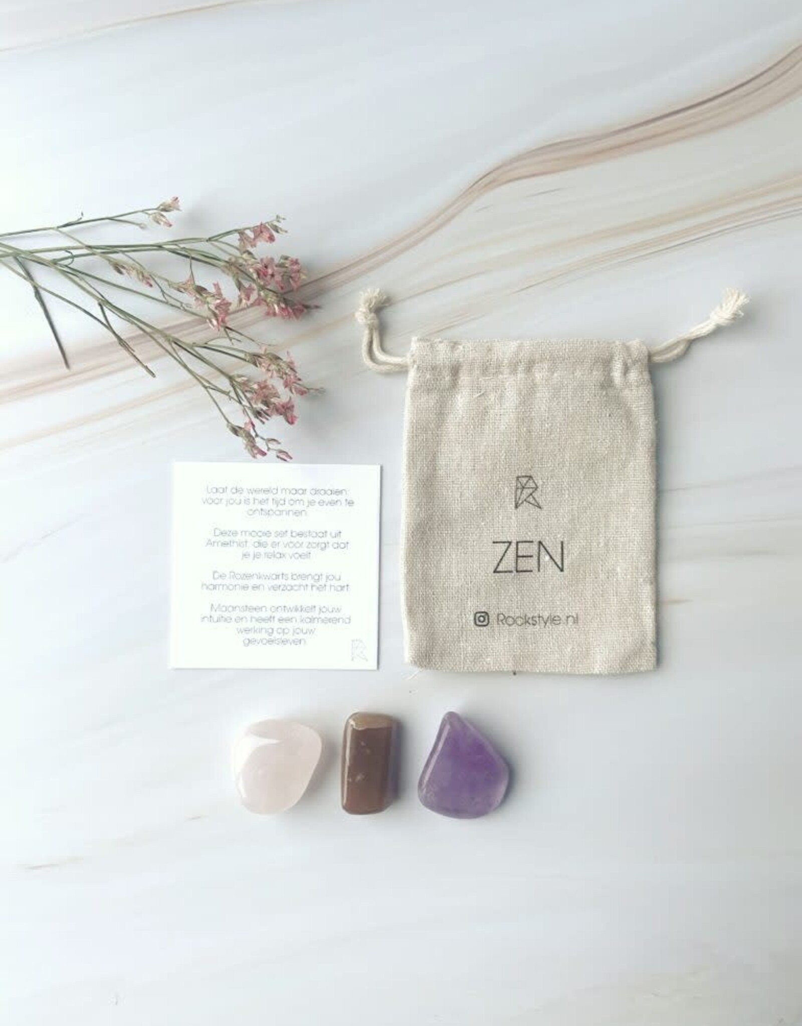 Rockstyle Power Crystals Set Zen – Met Maansteen, Amethist & Rozenkwarts – Voor Ontspanning