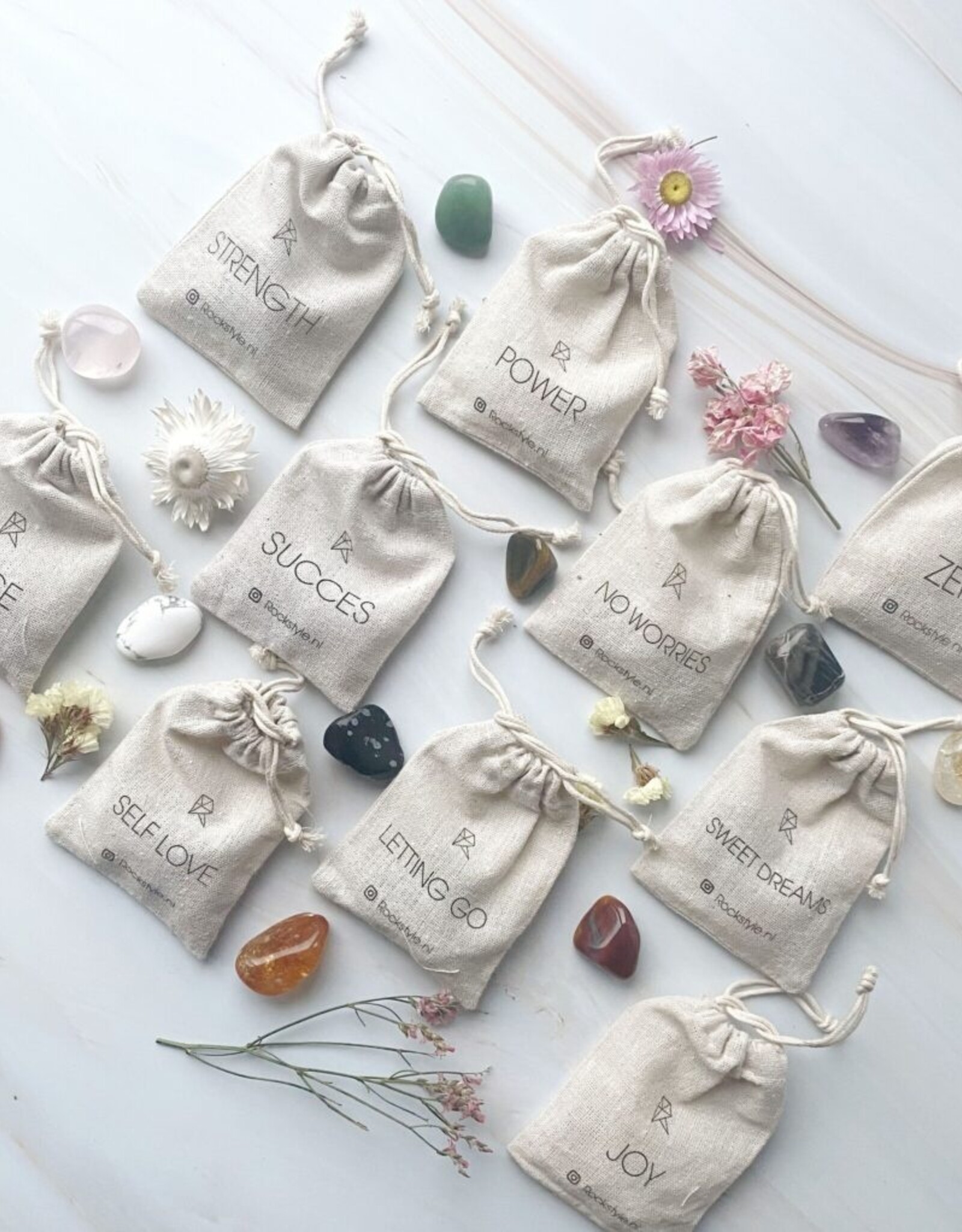Rockstyle Power Crystals Set Zen – Met Maansteen, Amethist & Rozenkwarts – Voor Ontspanning