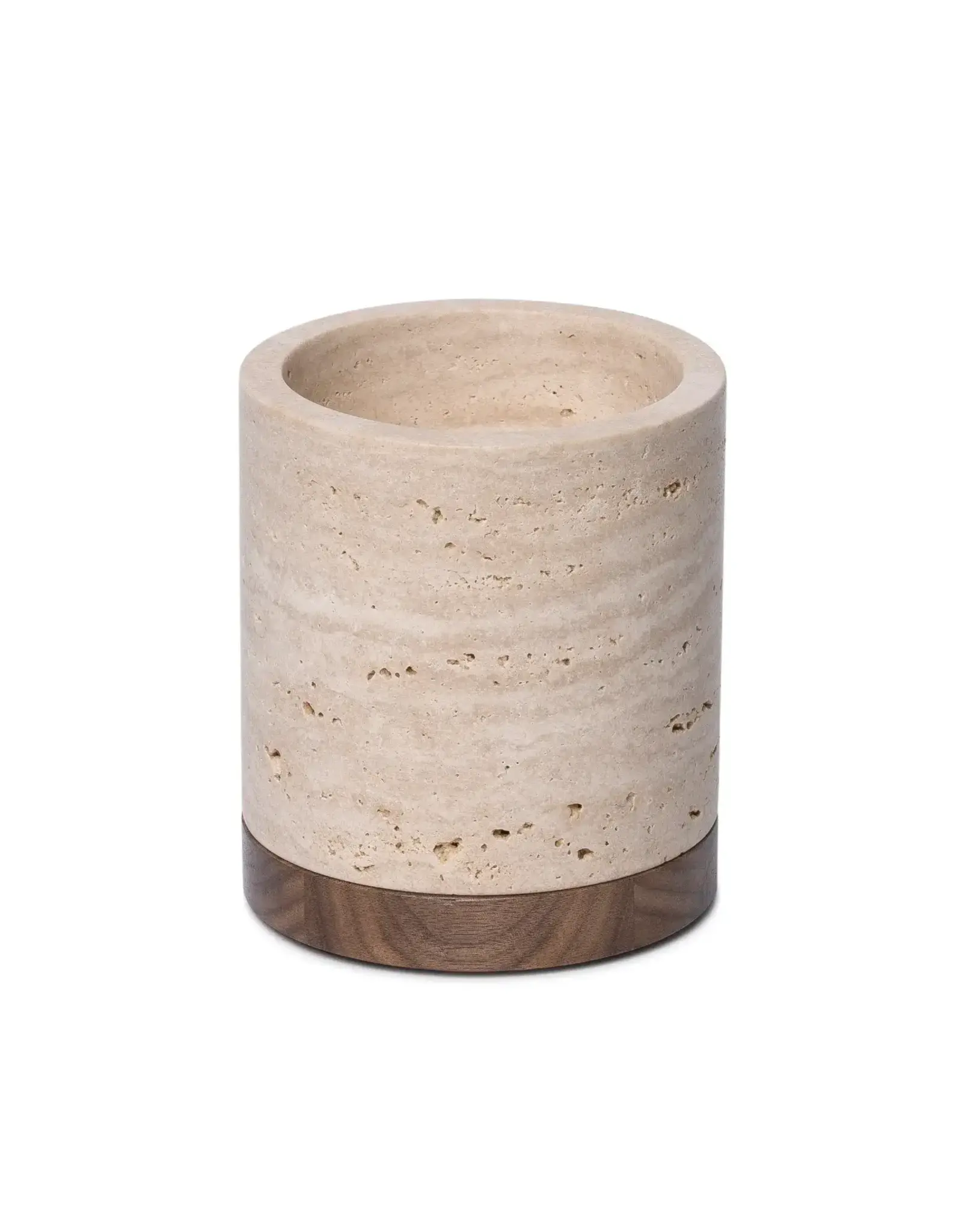 Mooisa Travertine kaarshouder L ø9,5x9cm incl.  hout plateau
