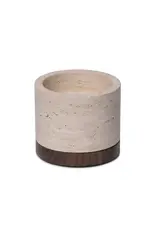 Mooisa Travertine kaarshouder M ø9,5cmx6,5cm incl hout plateau
