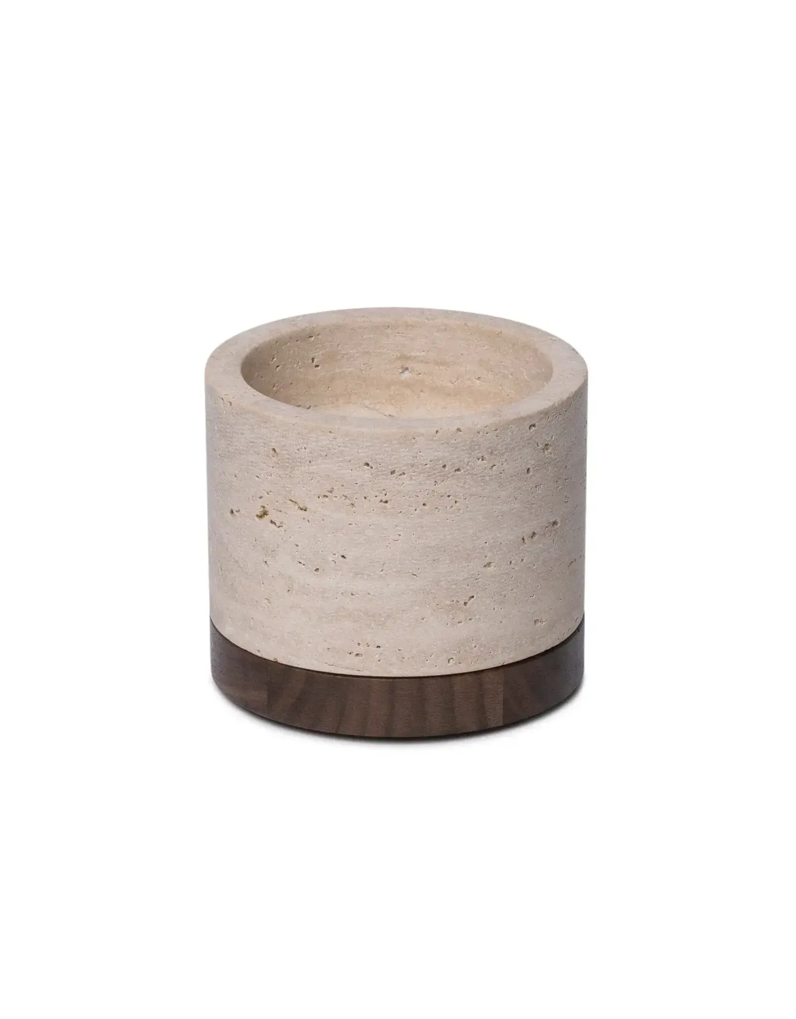 Mooisa Travertine kaarshouder M ø9,5cmx6,5cm incl hout plateau