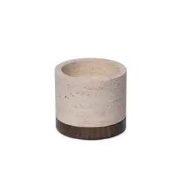 Mooisa Travertine kaarshouder M ø9,5cmx6,5cm incl hout plateau