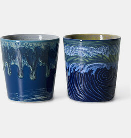 HKliving 70s ceramics: Van Gogh coffee mugs starry night, set of 2