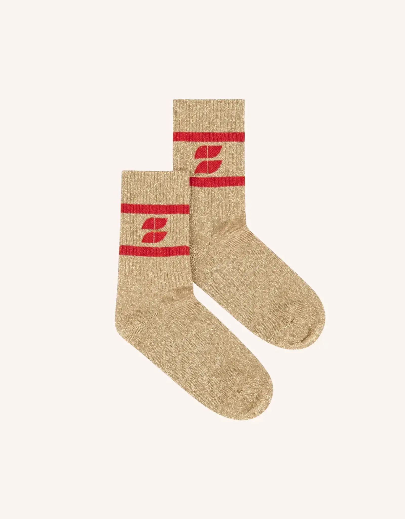By-bar Sokken - Logo glitter oyster/poppy red