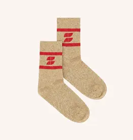 By-bar Sokken - Logo glitter oyster/poppy red