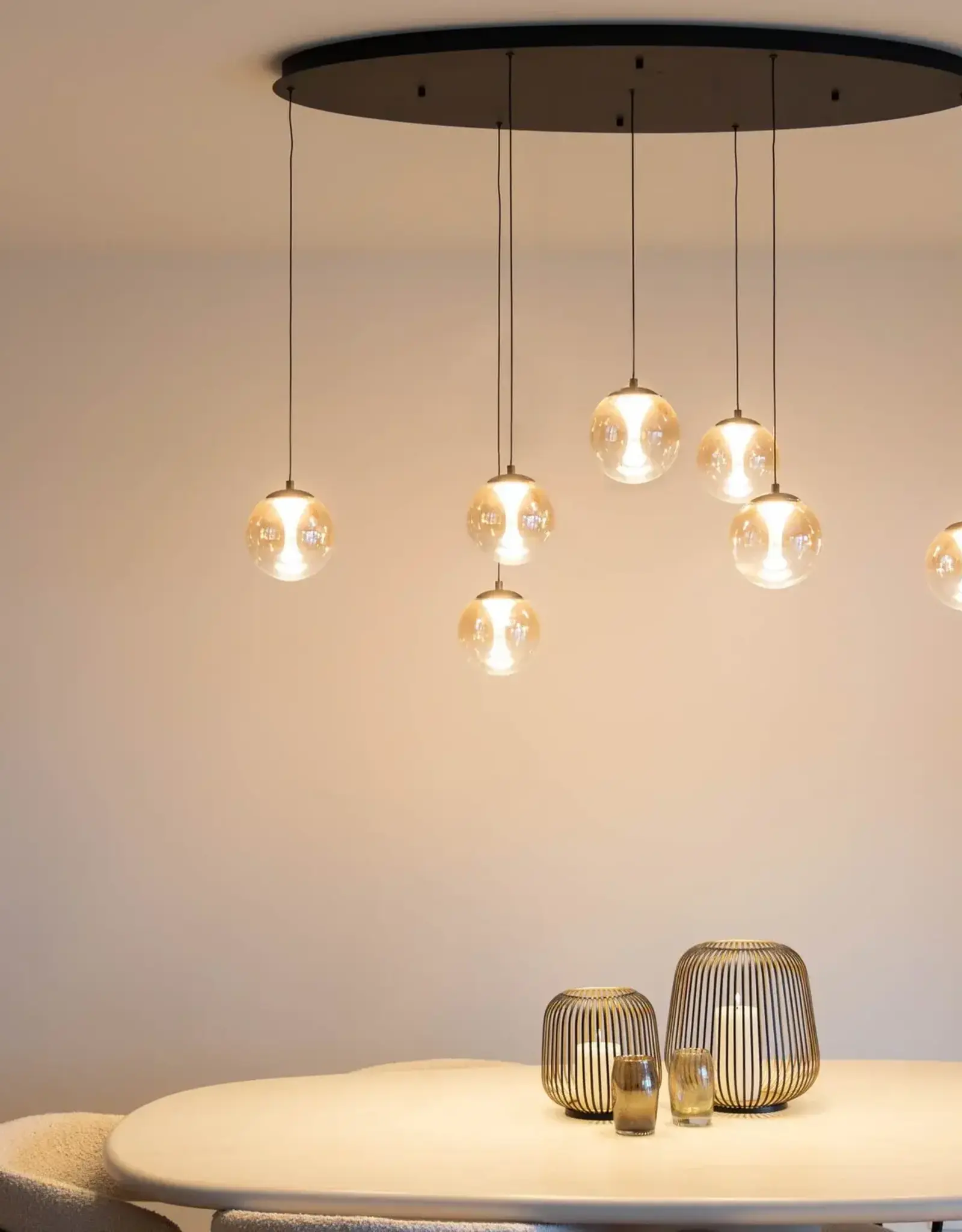 Hanglamp  - Monzy 7 ovaal zwart