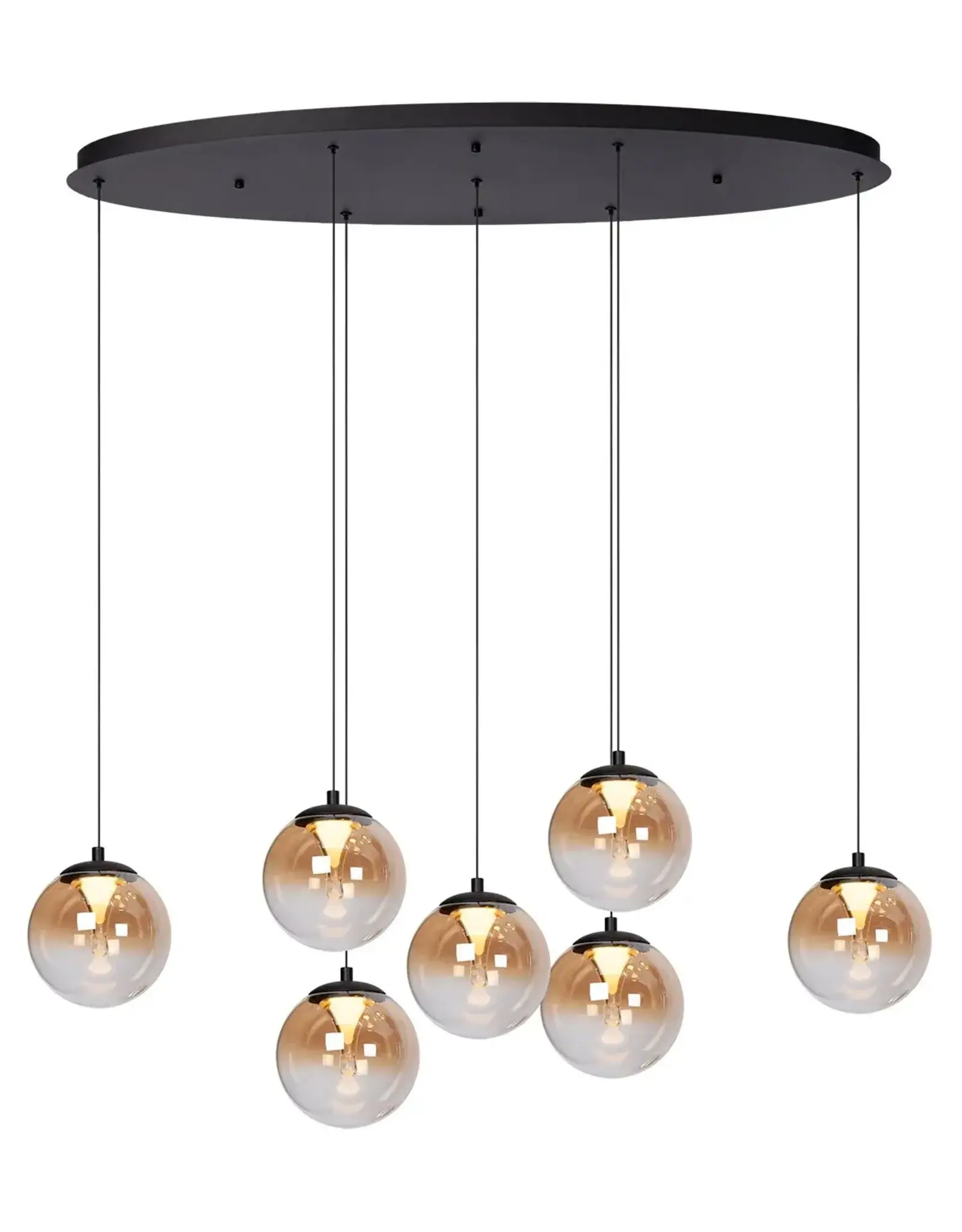 Hanglamp  - Monzy 7 ovaal zwart