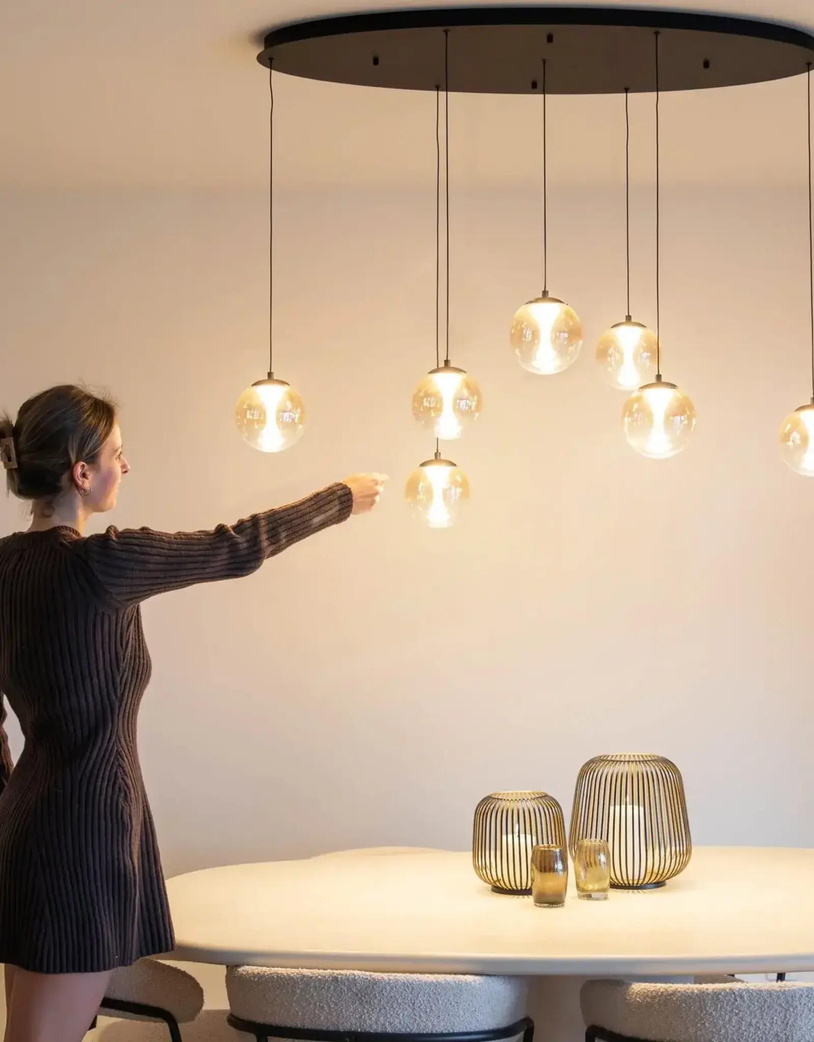 Hanglamp  - Monzy 7 ovaal zwart