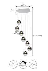 Hanglamp Monzy 7 - rond  - wit