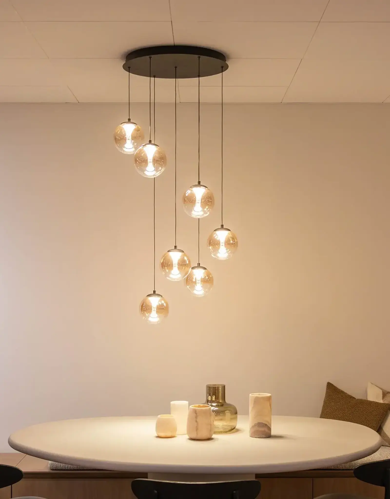 Hanglamp Monzy 7 - rond  - wit