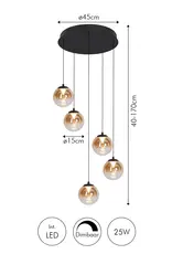Hanglamp - Monzy 5 - rond - zwart