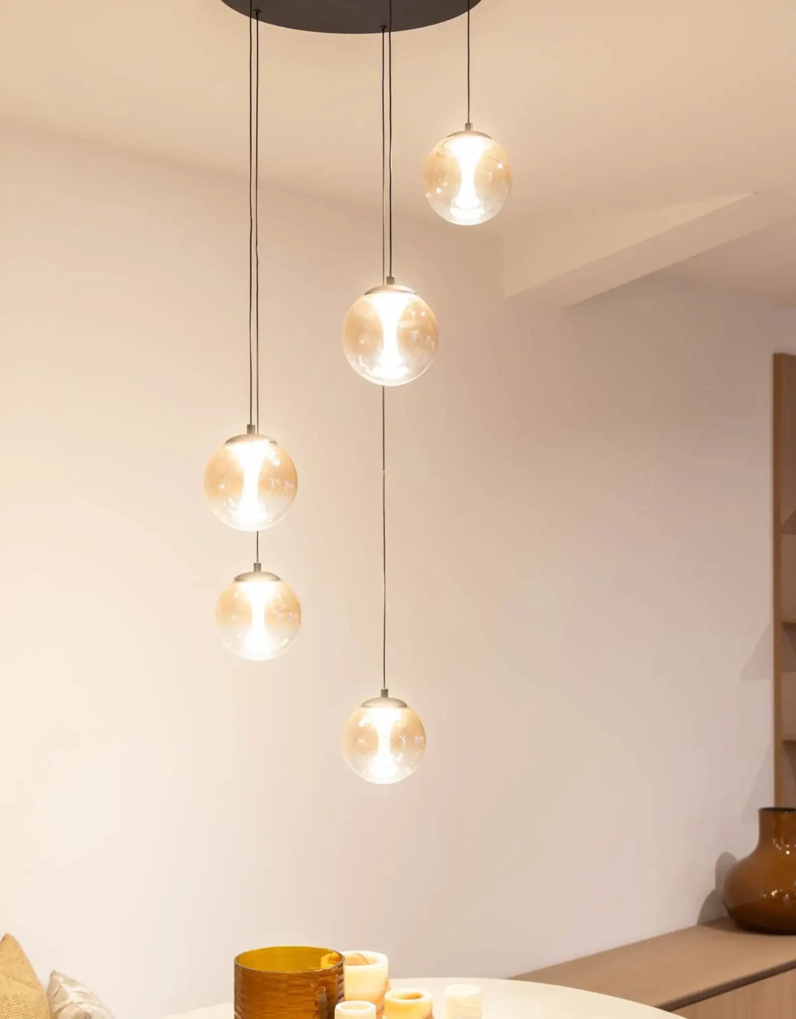 Hanglamp - Monzy 5 - rond - zwart