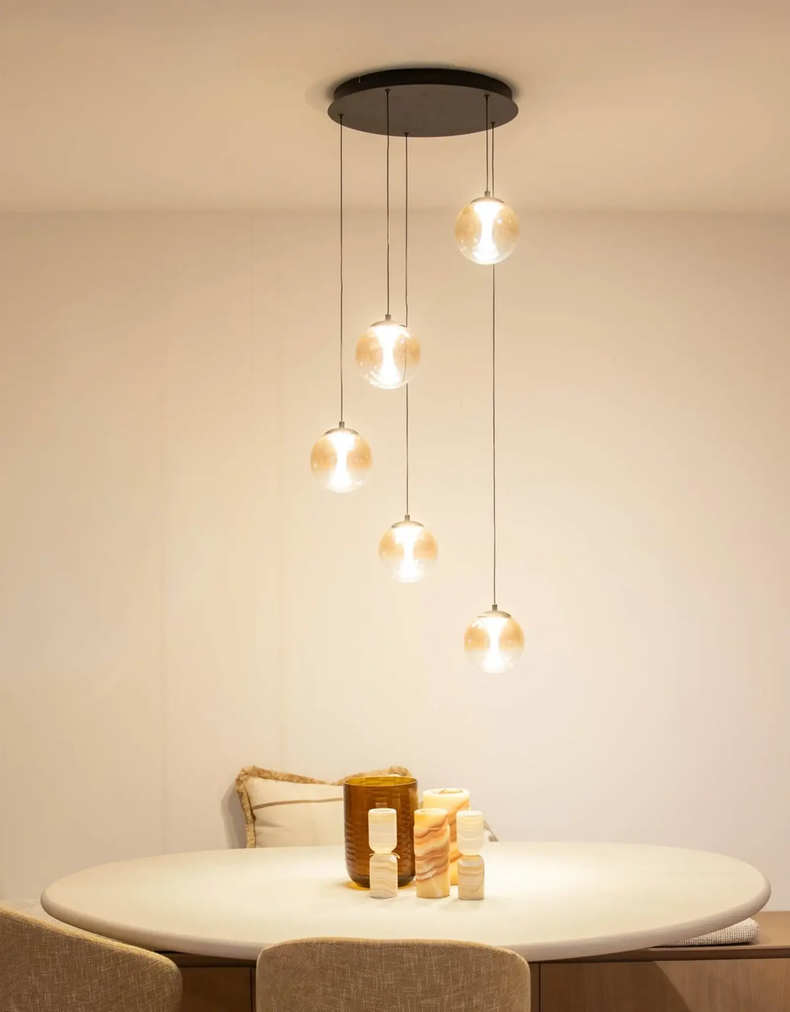 Hanglamp - Monzy 5 - rond - zwart