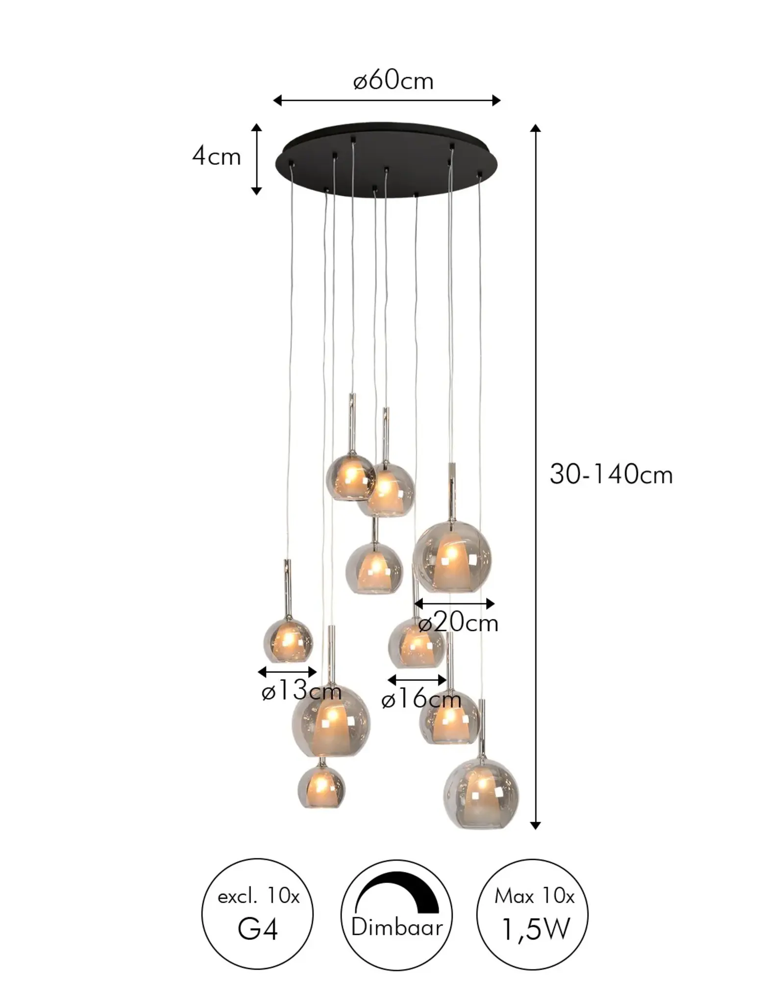 Hanglamp -  Saigy 10 - rond zwart