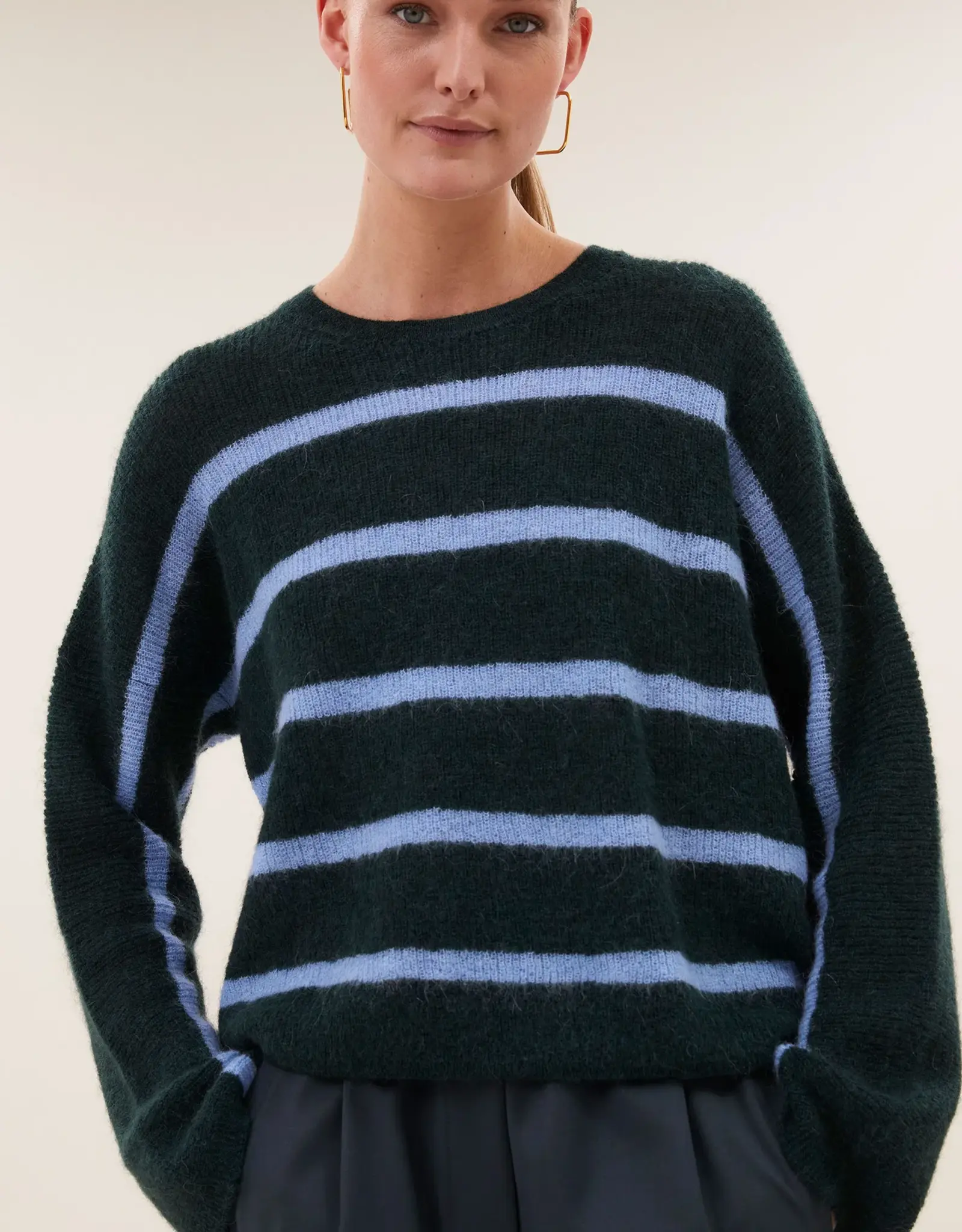 By-bar Trui - Vide stripe - green cloud stripe