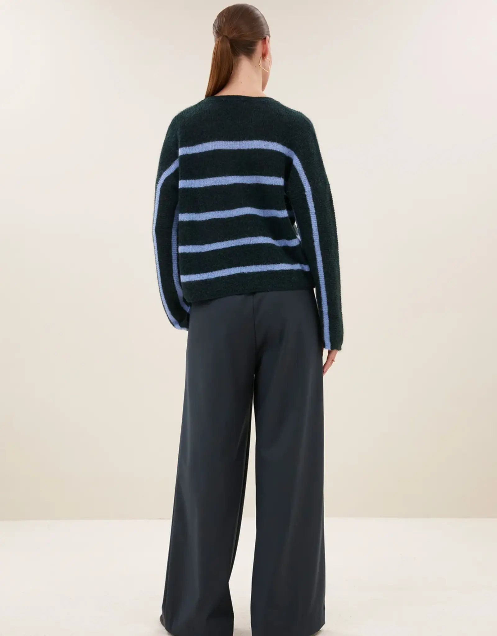 By-bar Trui - Vide stripe - green cloud stripe