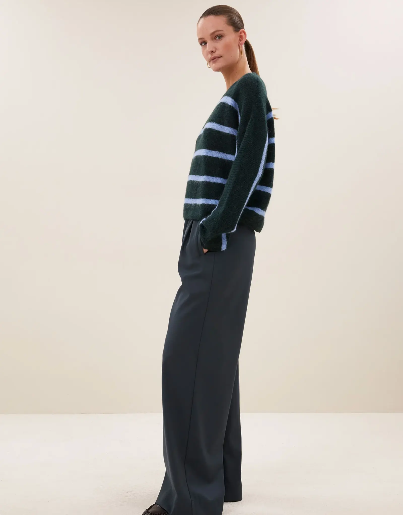 By-bar Trui - Vide stripe - green cloud stripe