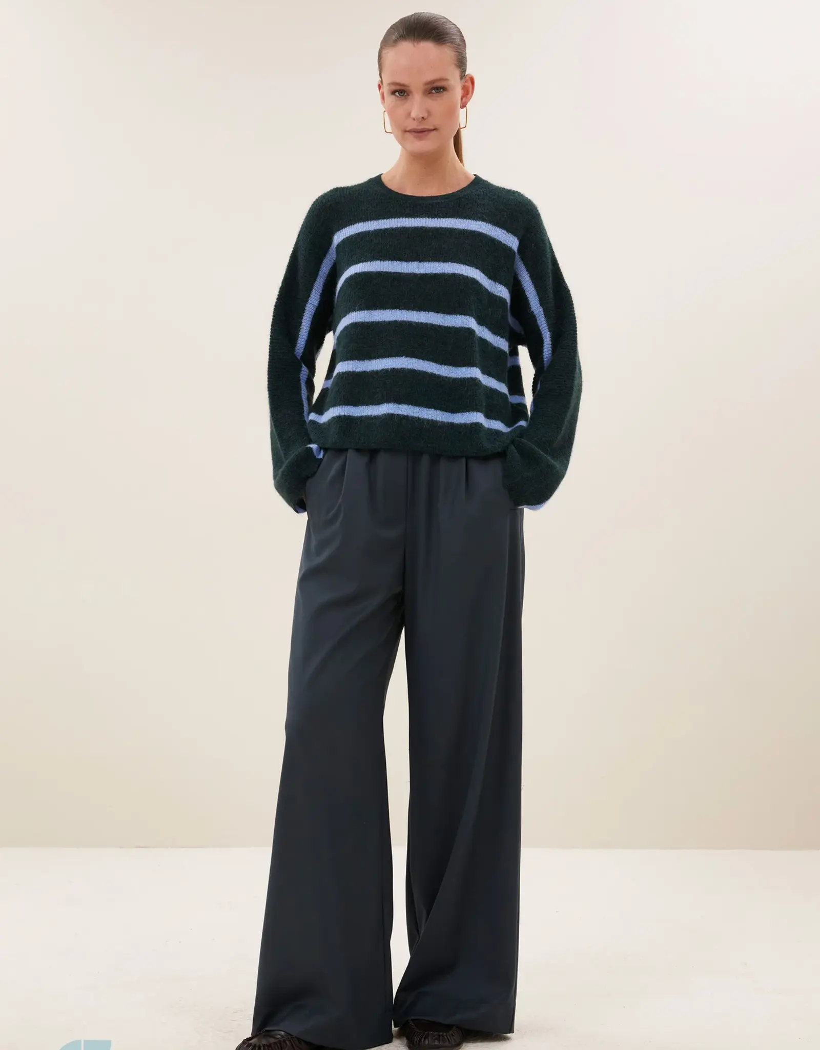 By-bar Trui - Vide stripe - green cloud stripe