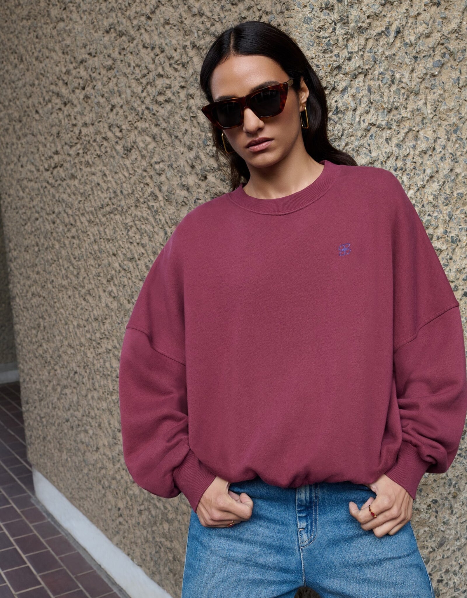 By-bar Trui - Malyn logo - burgundy crush
