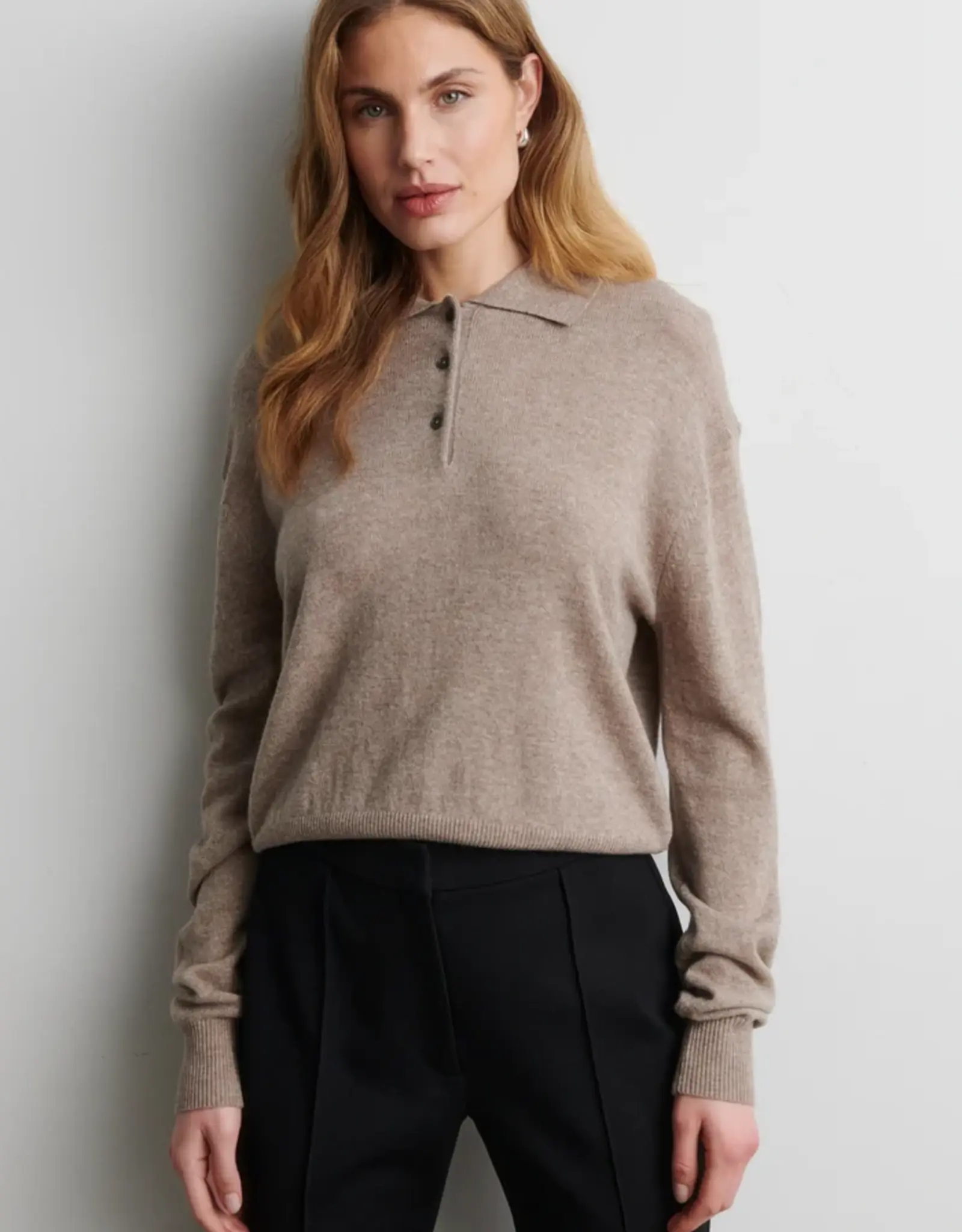 Second Female Polo - longsleeve taupe