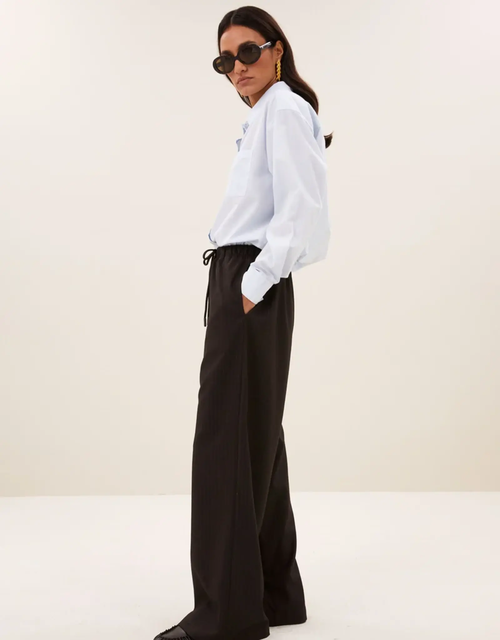 By-bar Broek - Pelle pinstripe bruin