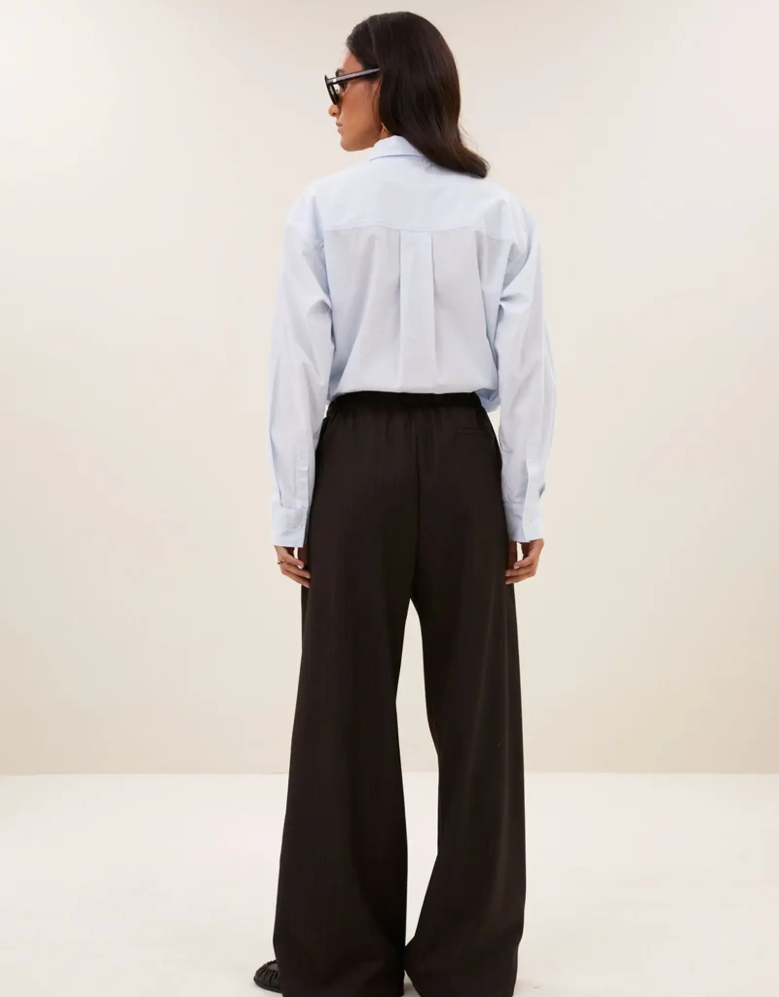 By-bar Broek - Pelle pinstripe bruin